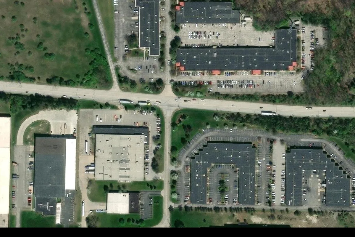 Aerial view of the Cornerstone Roofing and Siding Valley View, Ohio office