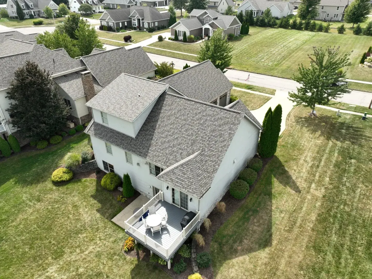 Aerial view of roof replacement project in Canton Ohio