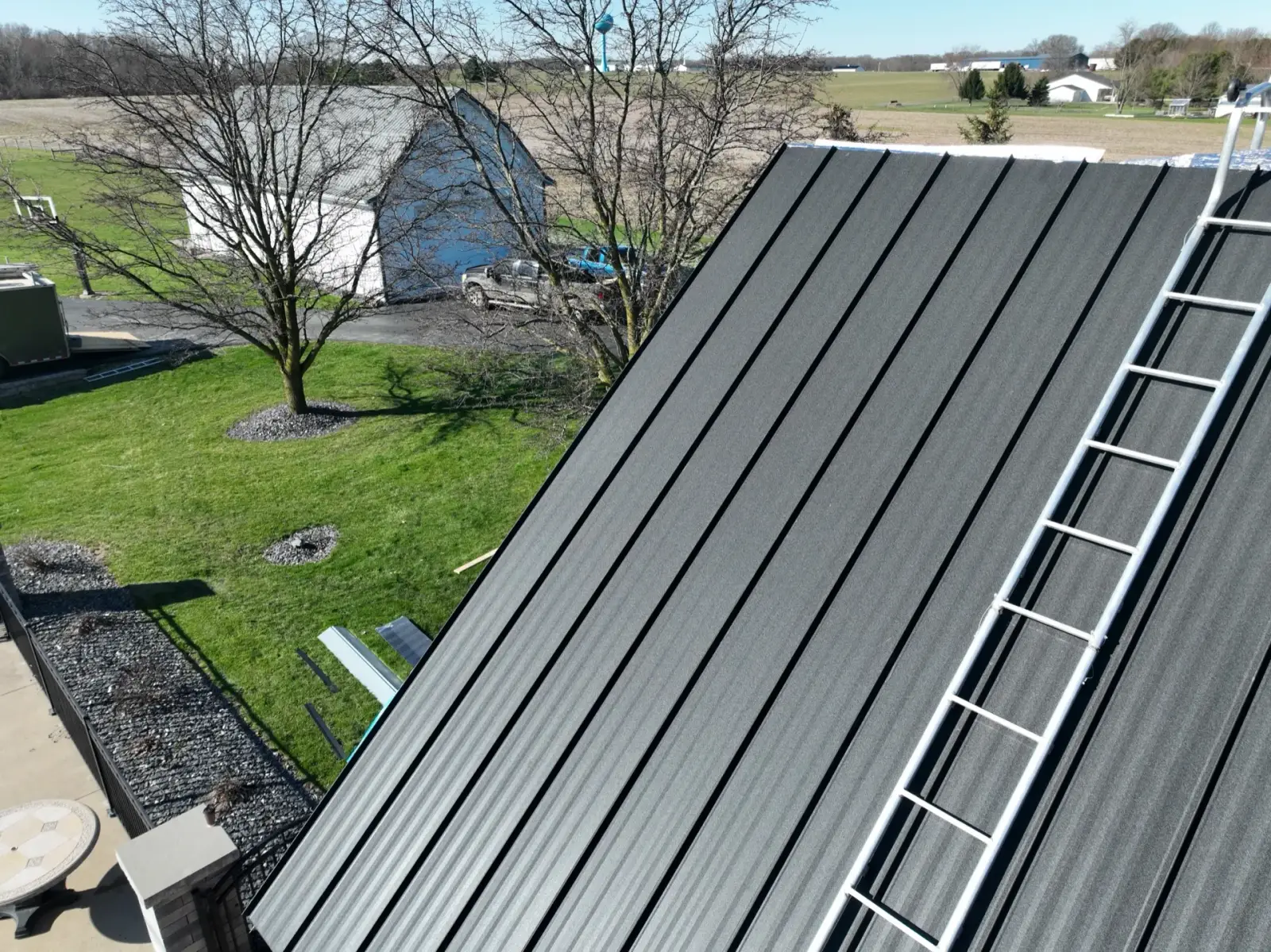 Standing seam metal roof closeup. Creston, Ohio